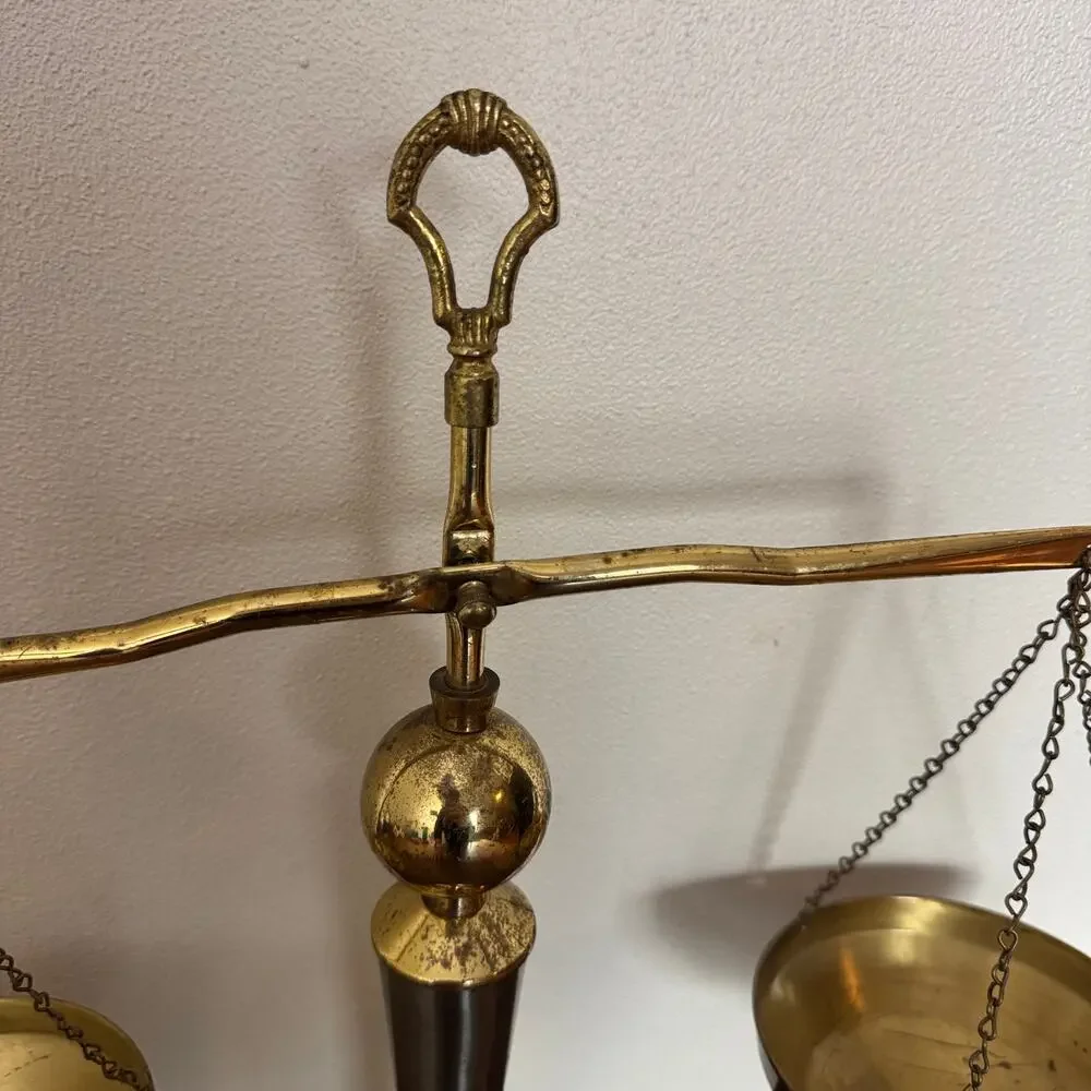 Vintage Solid Brass beam balance scale Distressed Decor Office‎ Classroom